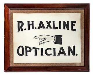 Vintage Optician's Trade Sign Framed: 17 1/2 x 22 inches