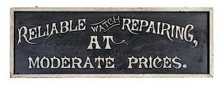 Vintage Watch Repair Trade Sign Height 11 1/4 x width 30 3/4 inches