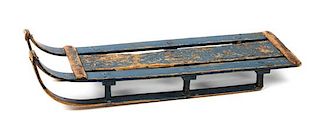 Child's Painted Wood Sled Length 22 1/2 x width 6 3/4 inches