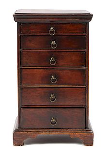 American Oak Miniature Chest of Drawers Height 11 x width 6 3/4 x depth 4 3/4 inches
