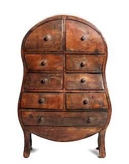 American Nine Drawer Wood Curio Cabinet Height 27 x width 17 x depth 7 inches