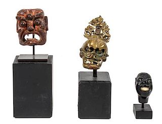 Group of Miniature Masks Height of tallest (with stand) 8 1/2 inches