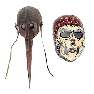 Two Decorative Masks Length of larger 19 inches