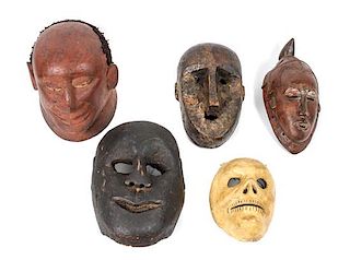 Five Decorative Masks Height of largest 11 1/2 inches