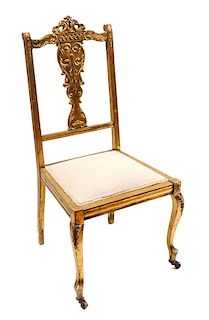 Giltwood Side Chair Height 38 x width 17 x depth 16 inches