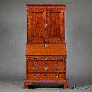 Carved Cherry Desk and Bookcase