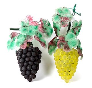 Pair of Glass Grape Clusters Height 12 inches