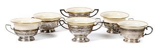 Set of American Silver Cream Soups Height of tallest 2 3/4 inches