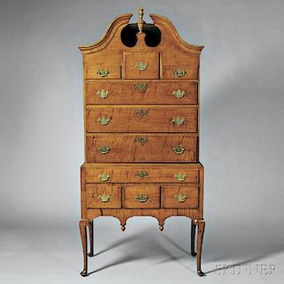 Tiger Maple High Chest of Drawers