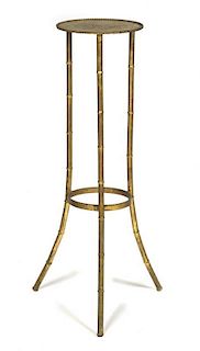 A Gilt Metal Faux Bamboo Plant Stand, Height 40 inches.
