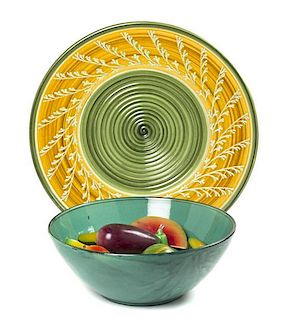 A Continental Pottery Bowl and Charger, Diameter 18 1/8 inches.