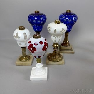 Five Overlay Glass Fluid Lamps