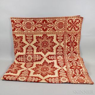 Two Red and White Coverlets