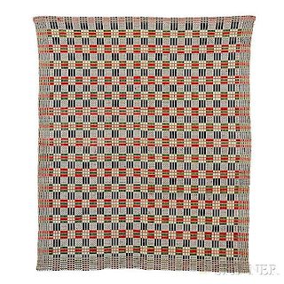 Overshot Cotton and Wool Woven Coverlet