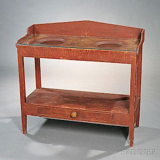 Red Grain-painted Double Chamber Stand