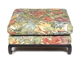 An Upholstered Ottoman, Height 18 x width 34 x depth 34 inches.