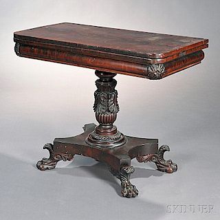 Classical Carved and Inlaid Mahogany Card Table