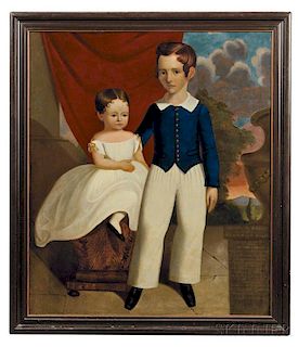 Anglo/American School, 19th Century      Portrait of a Boy and His Sister.