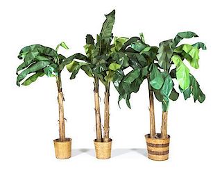 Three Artificial Palm Trees, Height of first 80 3/4 inches.