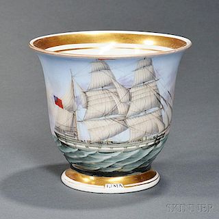 British Ship Lima   Painted Porcelain Presentation Cup