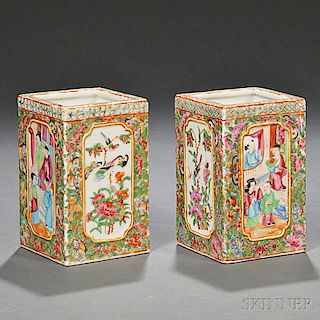 Pair of Chinese Export Porcelain Rose Medallion Vases
