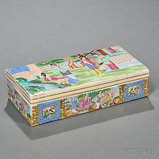 Rose Medallion Chinese Export Porcelain Brush Box