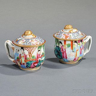 Pair of Chinese Export Porcelain Rose Medallion Syllabubs