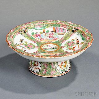 Chinese Export Porcelain Rose Medallion Footed Compote