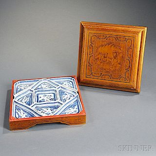 Boxed Chinese Export Porcelain Canton Condiment Set