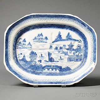 Small Chinese Export Porcelain Canton Well and Tree Platter