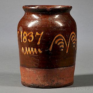 "1837" Redware Jar