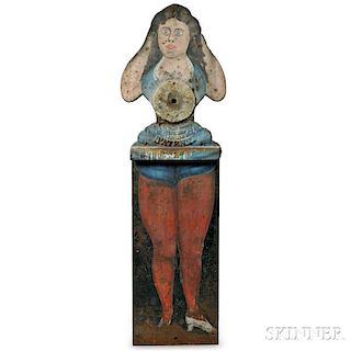 Large Painted Cast Iron Female Figure Shooting Gallery Target