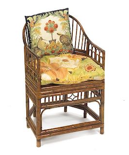 A Chinese Bamboo and Rattan Armchair, Height 34 1/2 inches.