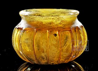 Roman Glass Bowl w/ Ribs - Beautiful Amber Color