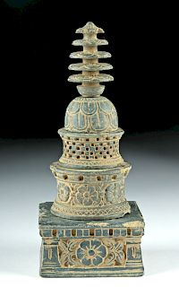 3rd C. Gandharan Carved Schist Stupa