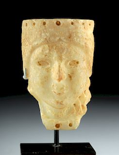Babylonian Carved Alabaster Face of a Goddess