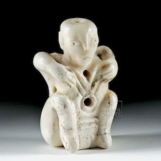 South Arabian Stone Figure of Squatting Man
