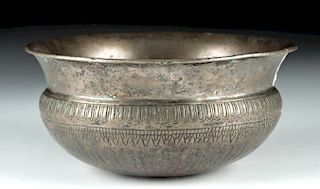 Fine Achaemenid Silver Bowl w/ Incised Details