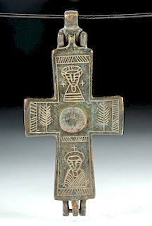 Byzantine Bronze Double Sided Hinged Reliquary Cross