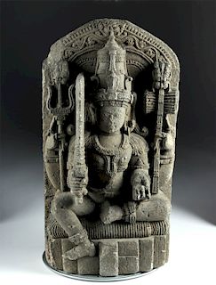 10th C. Indian Stone Relief of Seated Figure - Shiva