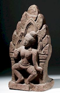 12th C. Khmer Sandstone Panel w/ Hindu Apsara