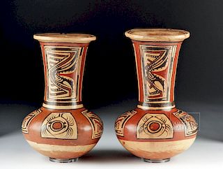 Panamanian Cocle Matching Pair of Polychrome Vases