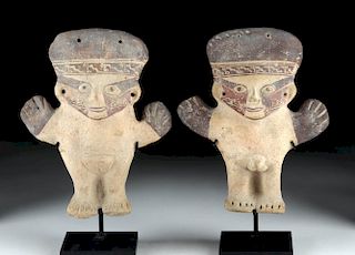 Matched Pair Chancay Terracotta Male & Female Figures