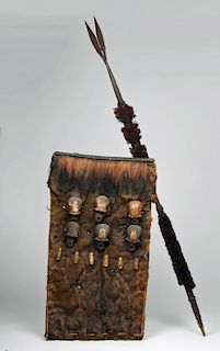 Rare 19th C. Indian Naga Shield & Spear