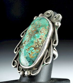 Early Navajo Sterling Silver & Turquoise Ring - 28.7 g