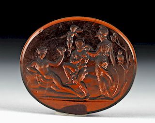 18th C. Europe Glass Intaglio - Athena, Aphrodite, Zeus