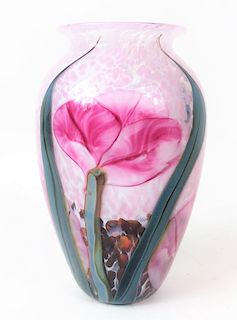 20th C. Signed Contemporary Blown Art Glass Vase