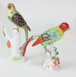 Two Antique Hand Painted Porcelain Bird Figurines