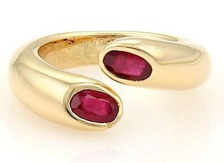 Cartier 1.20ctw Ruby 18k Gold Ellipse Bypass Ring