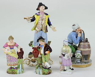 Lot of 5 European Hand Painted Porcelain Figurines